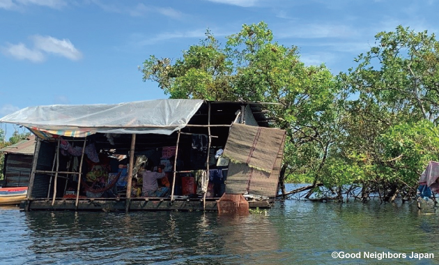 手作りの水上家屋