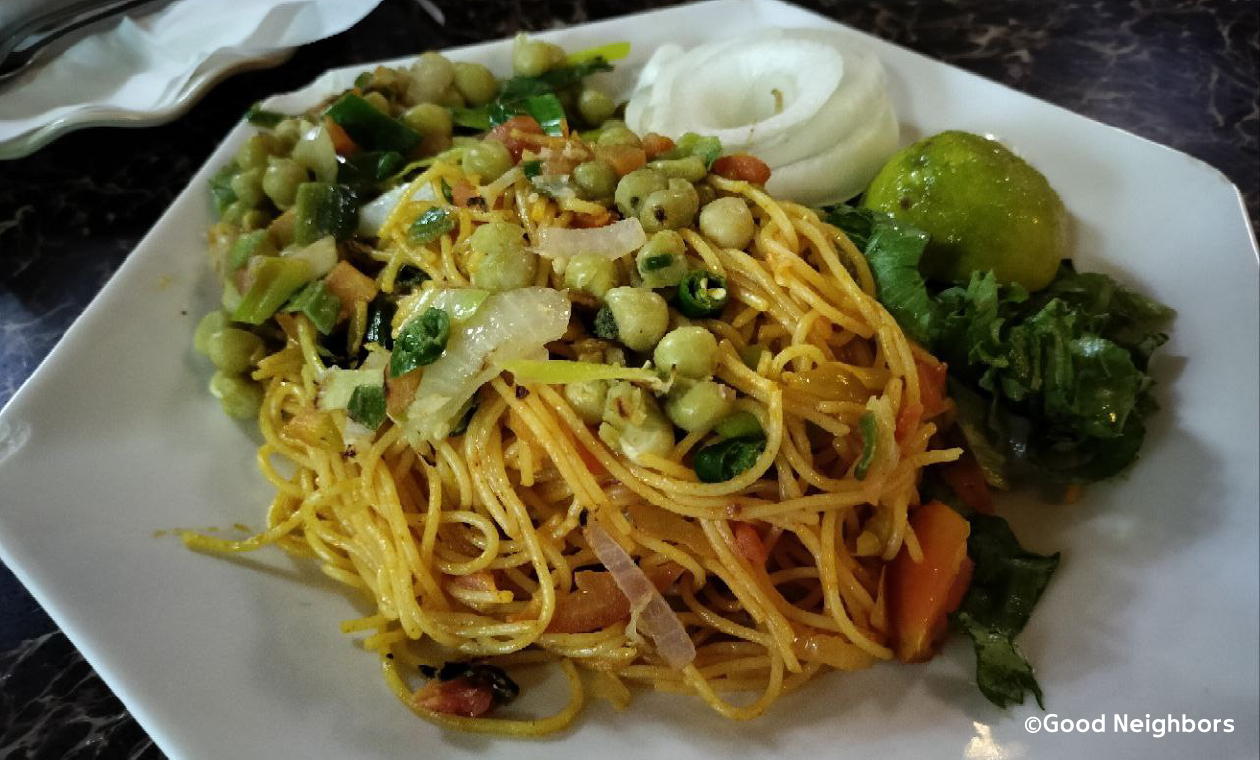 ソマリ州でよく食べられるパスタ