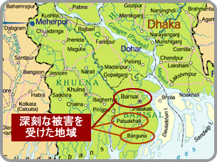 バングラデシュサイクロン被害地図